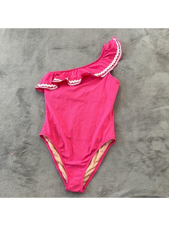 J.CREW Other - J. Crew Pink One Shoulder Ruffle One Piece Swimsuit Women's 6 Modest